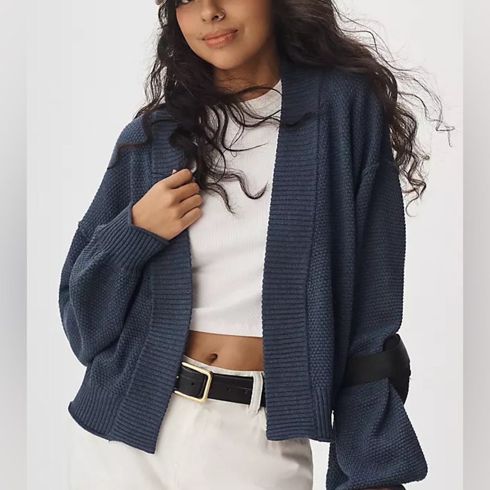 Anthropologie The Livvy Waffle Knit Cardigan by Flat White